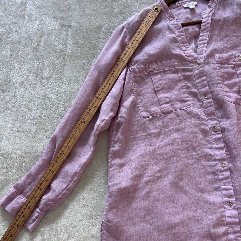 J. Jill Love Linen Shirt M Pink 100% Linen Button Front Tunic Casual Lightweight - Picture 11 of 14
